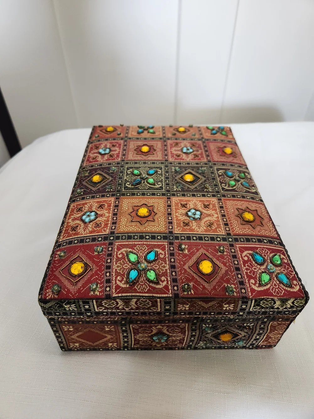 Pier 1 Beaded Embellished Patterned Decorative Jewelry Box